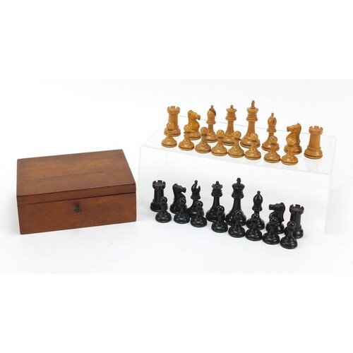 Boxwood and ebony Staunton chess set, possibly by Jacques, w...