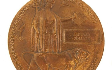 British military World War I death plaque awarded to