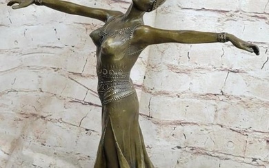 Bronze Sculpture Dancer Standing On Her Toes Bronze Sculpture On Marble Base - 11lbs