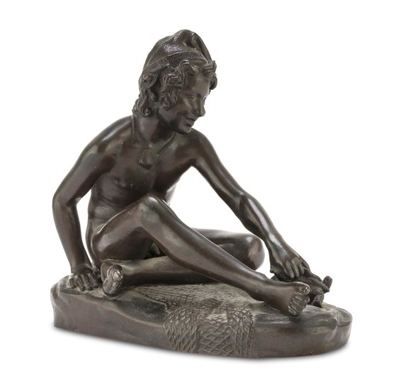 Bronze sculpture - representing EARLY 20TH CENTURY with burnished patina a pescatorello.