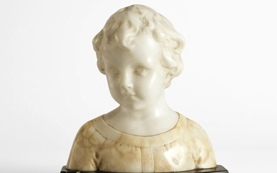 Buste d'enfant - Robert Kaesbach (1873 - 1955 Berlin ?) Albâtre, sur une plinthe en...