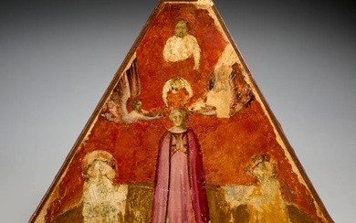 Byzantine School, triangular oil on canvas