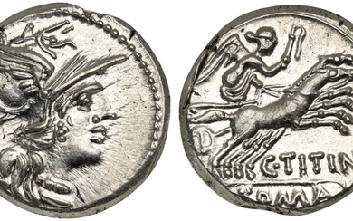 C. Titinius, Denarius, Rome, 141 BC; AR (g 3,99; mm...