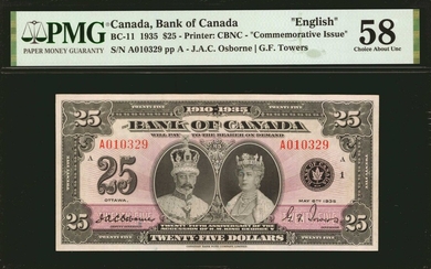 CANADA. Bank of Canada. 25 Dollars, 1935. BC-11. PMG About Uncirculated 58.