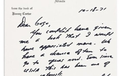 CARTER, JIMMY. Autograph Letter Signed, "Jimmy," as
