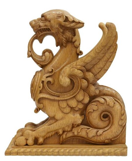 CARVED OAK WINGED GRIFFIN ARCHITECTURAL