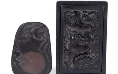 CHINESE INK STONE AND BASALT BOX