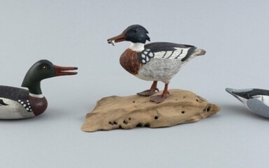 COLLECTION OF FIVE MINIATURE RED-BREASTED MERGANSER DRAKES