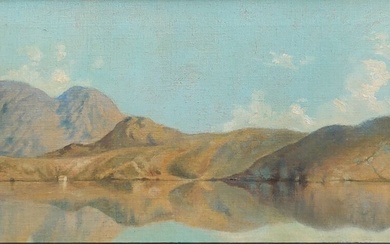 COLMAN Samuel, attribué à (1832-1920) Paysage lacustre Huile sur toile, monogrammée en bas à droite...