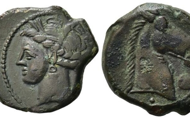 Carthaginian Domain, Sardinia, c. 264-241 BC. Æ (18mm, 4.44g). Wreathed...