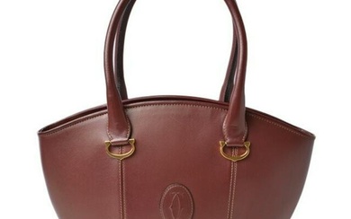 Cartier Must M2203-24-ca Leather Tote Bag Bordeaux
