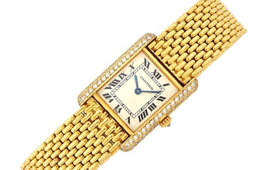 Cartier Paris Gold and Diamond 'Tank Louis' Wristwatch