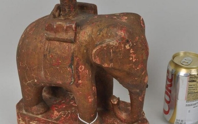 Carved & Painted Elephant Form Joss Stick Holder