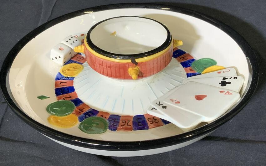 Ceramic Casino Chip N Dip Platter