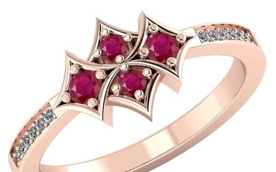 Certified 1.25 CTW Genuine Ruby And Diamond 14K Rose Gold Ring