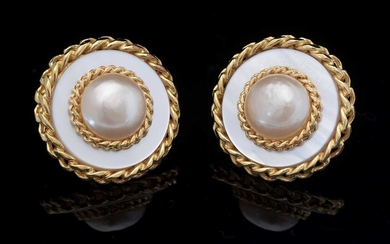 Chanel: faux mabe-pearl and mother-of-pearl effect earrings