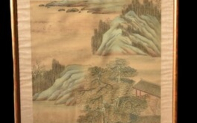 Chine XIXème. Peinture sur soie. Paysage... - Lot 56 - MJV Soudant