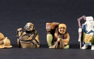 Chinese Carved Signed Netsuke & Snuff Bottle Figurine Collection Group Lot