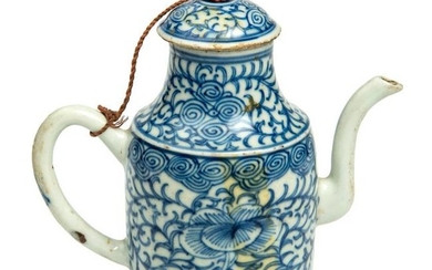 Chinese Coffee pot with lid in white and blue