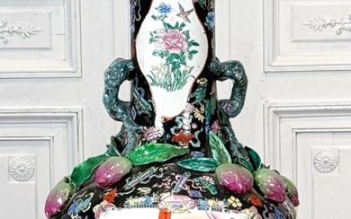 Chinese Famille Noir Porcelain Palace Vase