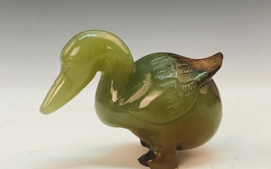 Chinese Green Jade Duck Figure