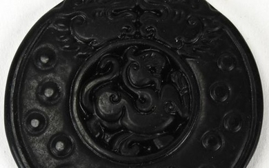 Chinese Hand Carved Hardstone Foo Dog Pendant