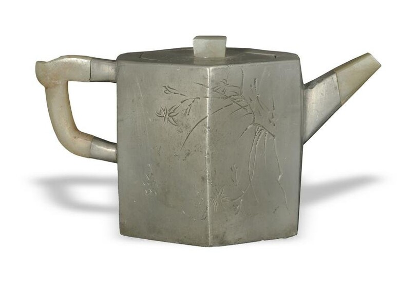 Chinese Pewter Encased Zisha Teapot, 19th Century