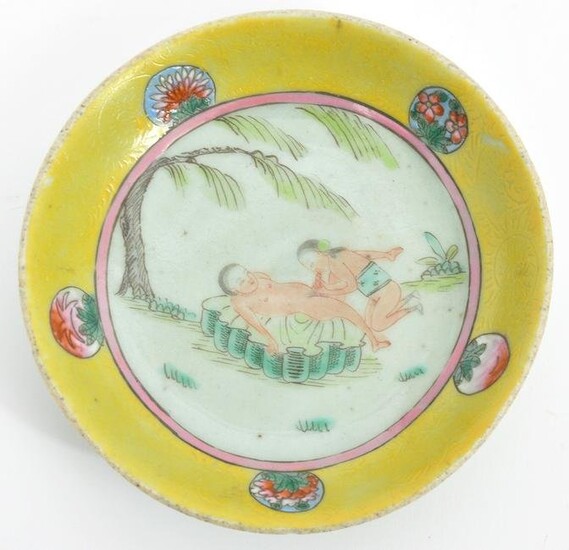 Chinese Porcelain Erotica Dish Signed