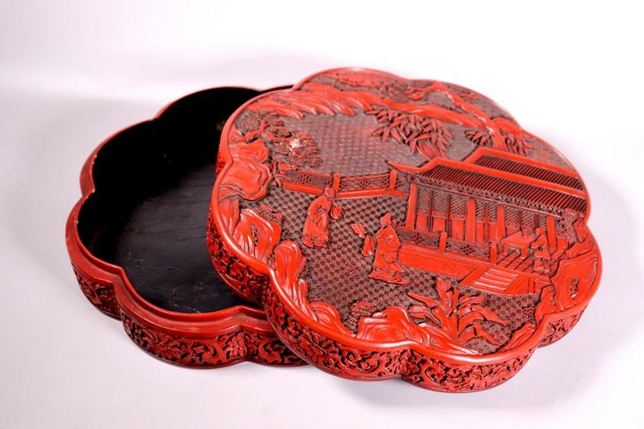 Chinese Red Lacquer Covered Composition Box