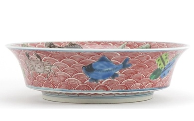 Chinese porcelain bowl hand painted in the famille verte pal...