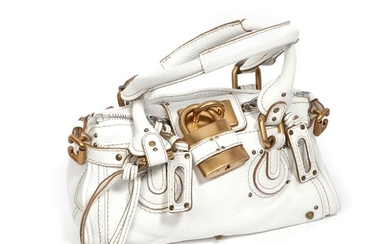 Chloé A “Paddington” bag of white leather with gold and silver tone...