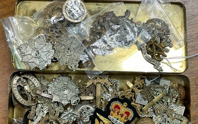 Collection of cap badges (approx 50), predominantly WWI, ho...