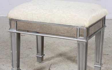 Contemporary silver gilt upholstered footstool