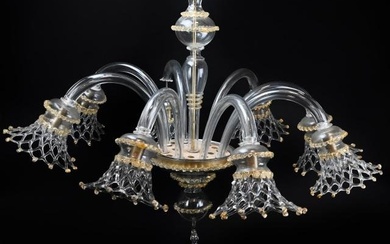 Cristalleria Murano Glass 6 Light Chandelier