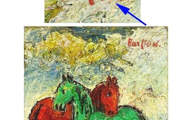 DAVID DAVIDOVICH BURLIUK RED GREEN HORSE OIL PAINTING DETAILS: - ARTIST: David Davidovich