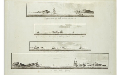DES BARRES, JOSEPH FREDERICK WALLET. [Four views of Boston Harbor]. Boston, seen between...