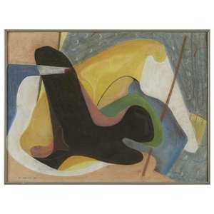 DOROTHY RENO GROVER (american, 1908-1975) ABSTRACT SHAPES Signed and...