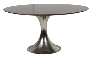 Dakota Modernist Wood and Steel Tulip Dining Table