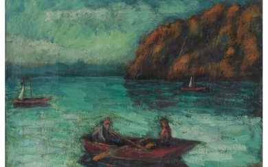 David Fabe Coastal Oil Painting, Mid-20th Century