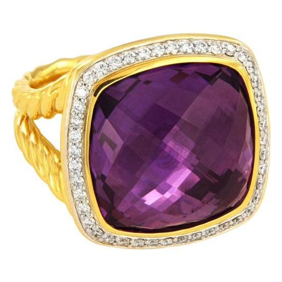 David Yurman Albion Ring with Amethyst and Diamonds in