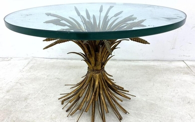 Decorator Gilt Metal Italian Wheat Sheaf Side Table. Co