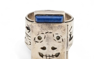 Denise Wallace (Native American, Sugpiaq, B. 1957) Fossil Ivory & Sterling Silver Seal Hunting Ring
