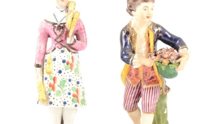 Derby figure of a boy gardener, and a Pearlware figure