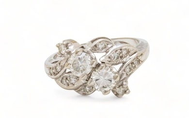 Diamond And 14K White Gold Ring, Ca. 1930, 4.5g Size: 6.5