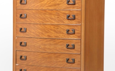 Dixie Furniture Mid Century Modern Satinwood Chest of Drawers