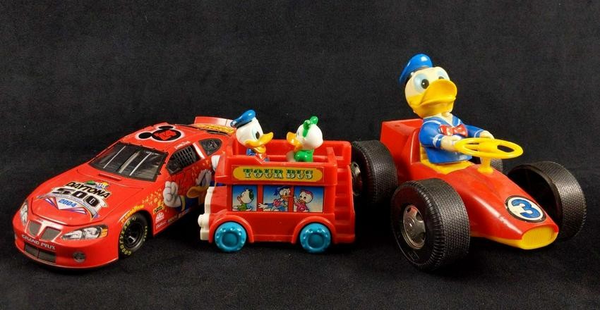 Donald Duck Red Toy Cars Lot of 3