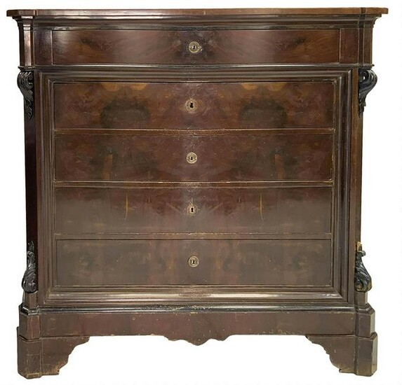 Drawers in mahogany with five drawers, Sicily, XIX