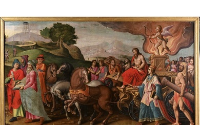 ÉCOLE DU NORD du XVIIè. « Scène religieuse ». Huile sur toile. H.91 L.173.