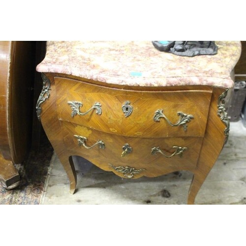 Early 20th Century Marble Top Kingwood Commode Chest with 2 ...