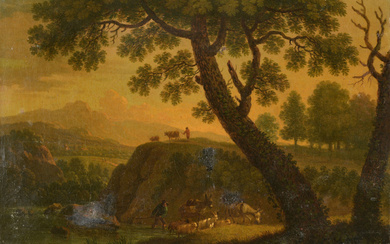 Ecole française vers 1800 – Le retour du troupeau – Huile sur toile – 24.5 x 32…